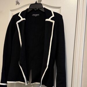 Central Park West Women's Black Blazer with White Trim